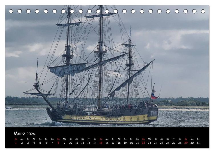 Produktbild: Windjammer vor Warnem&uuml;nde (Tischkalender 2026 DIN A5 quer), CALVENDO Monatskalender