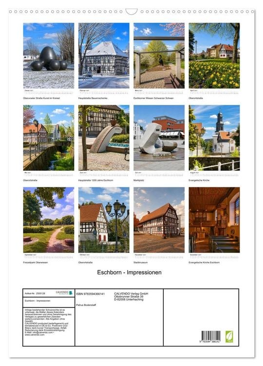 Produktbild: Eschborn - Impressionen (Wandkalender 2027 DIN A2 hoch), CALVENDO Monatskalender