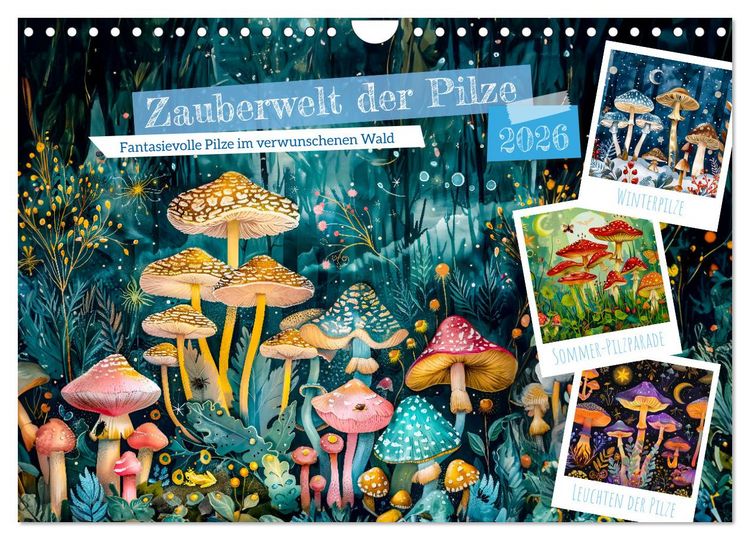 Produktbild: Zauberwelt der Pilze - Fantasievolle Pilze im verwunschenen Wald (Wandkalender 2026 DIN A4 quer), CALVENDO Monatskalender