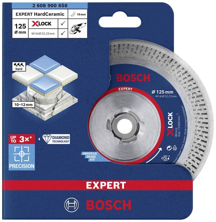 Produktbild: Bosch Accessories 2608900658 EXPERT HardCeramic X-LOCK Diamanttrennscheibe Durchmesser 125 mm Bohrungs-&Oslash; 22.23 mm Stein, Beton, Ziegel 1 St.