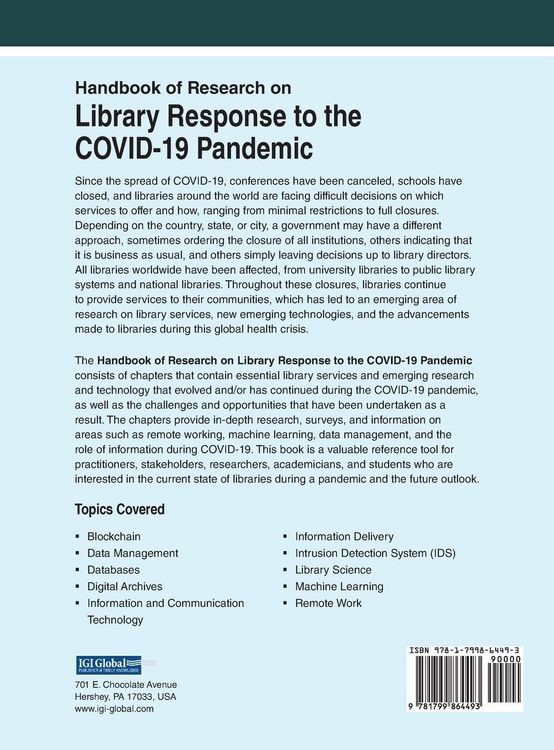 Produktbild: Handbook of Research on Library Response to the COVID-19 Pandemic