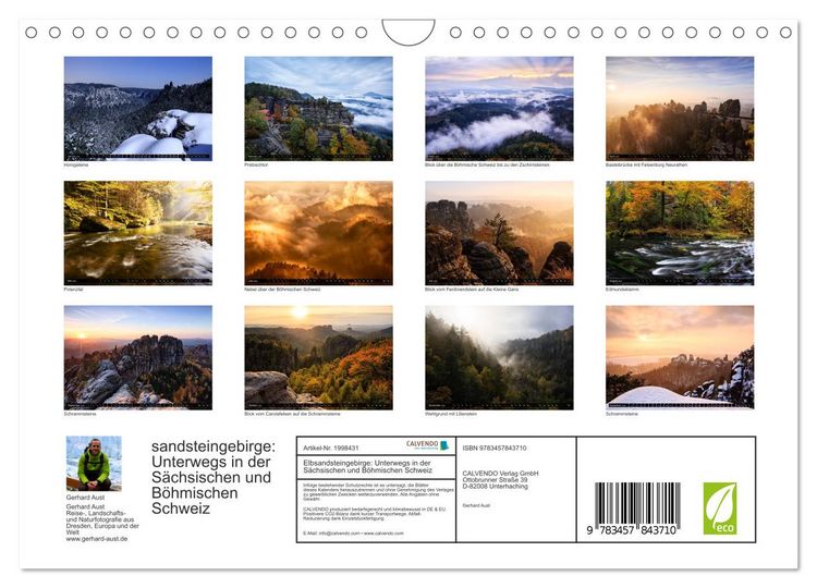 Produktbild: Elbsandsteingebirge: Unterwegs in der S&auml;chsischen und B&ouml;hmischen Schweiz (Wandkalender 2026 DIN A4 quer), CALVENDO Monatskalender
