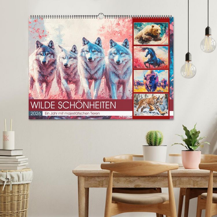 Produktbild: Wilde Sch&ouml;nheiten. Ein Jahr mit majest&auml;tischen Tieren (Wandkalender 2026 DIN A2 quer), CALVENDO Monatskalender
