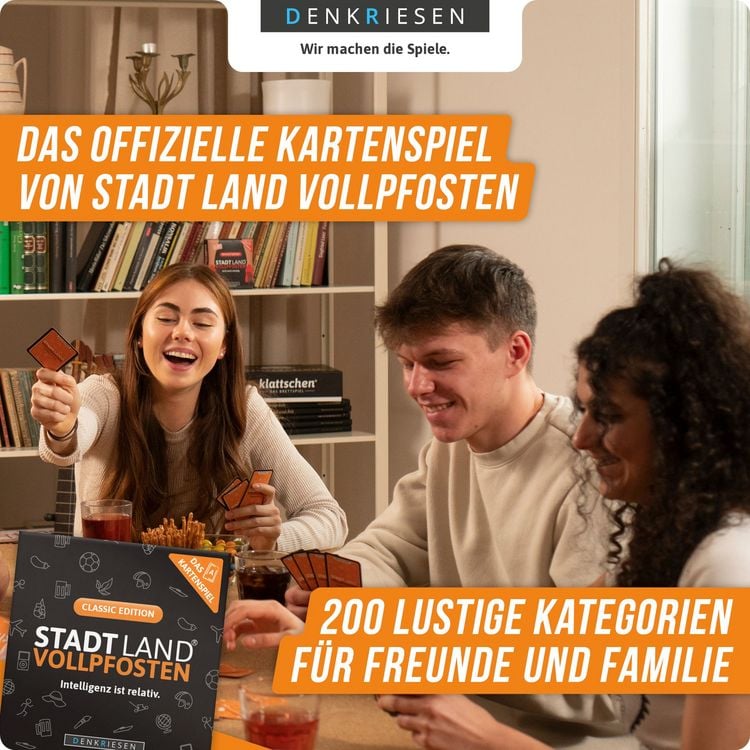 Produktbild: DENKRIESEN - STADT LAND VOLLPFOSTEN&reg; &ndash; Das Kartenspiel &ndash; CLASSIC EDITION "Intelligenz ist relativ"