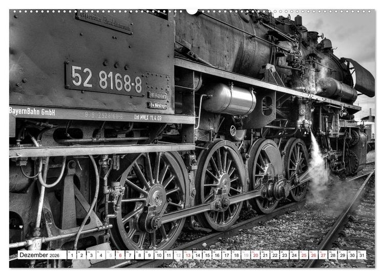 Produktbild: Unter Dampf - Eisenbahnromantik in schwarz-wei&szlig; (Wandkalender 2026 DIN A2 quer), CALVENDO Monatskalender