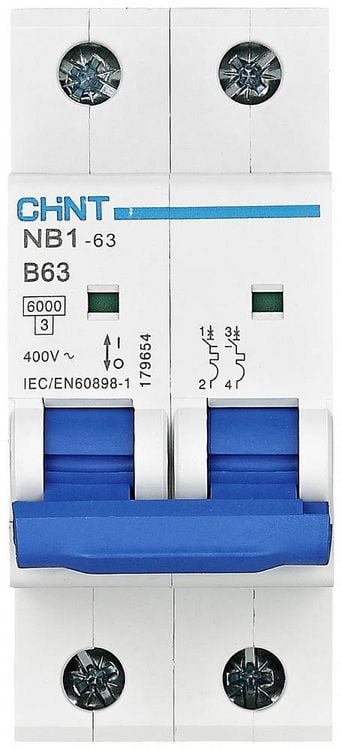 Produktbild: Chint 179653 NB1-63 2P B6 6kA DB Leitungsschutzschalter 2polig 6A 240 V, 415V