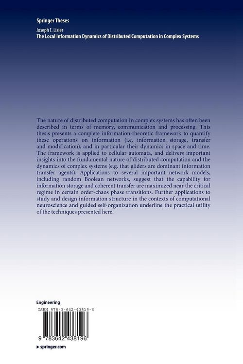 Produktbild: The Local Information Dynamics of Distributed Computation in Complex Systems