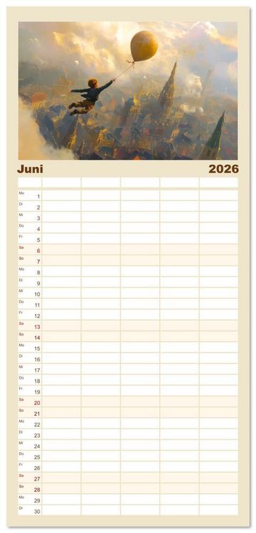 Produktbild: Familienplaner 2026 - Vertr&auml;umte Begegnungen - Kinderkalender mit 5 Spalten (Wandkalender, 21 x 45 cm) CALVENDO