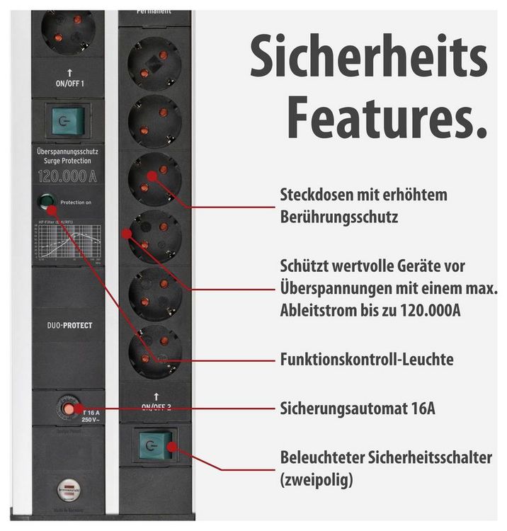 Produktbild: Brennenstuhl 1392000232 &Uuml;berspannungsschutz-Steckdosenleiste 14fach Silber, Schwarz Schutzkontakt 1 St.