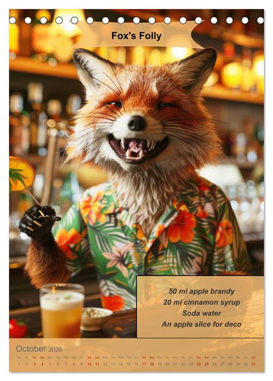 Produktbild: Animal cocktail creations for bartenders (Desk Calendar 2026 DIN A5 portrait), CALVENDO 12 Month DeskCalendar