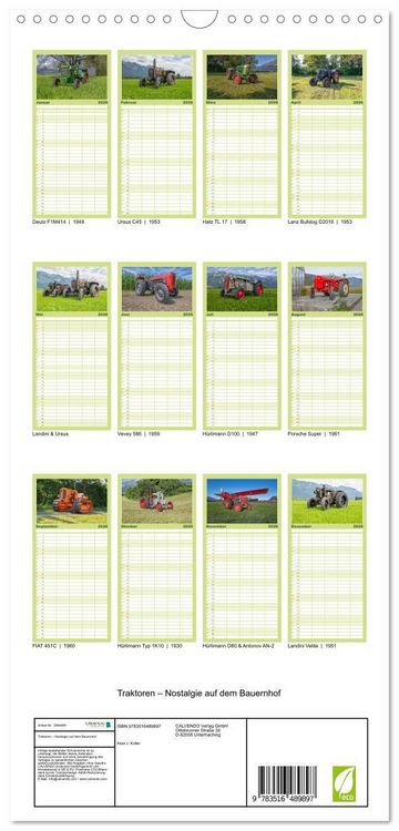 Produktbild: Familienplaner 2026 - Traktoren &ndash; Nostalgie auf dem Bauernhof mit 5 Spalten (Wandkalender, 21 x 45 cm) CALVENDO