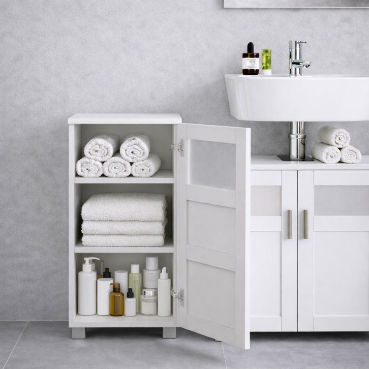 Produktbild: Holz Badschrank Midischrank Nilari 70 x 38 x 28 cm
