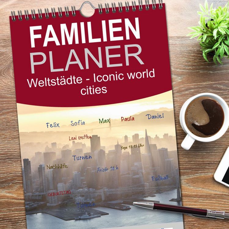 Produktbild: Familienplaner 2026 - Weltst&auml;dte - Iconic world cities mit 5 Spalten (Wandkalender, 21 x 45 cm) CALVENDO
