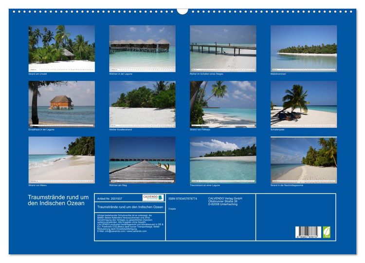 Produktbild: Traumstr&auml;nde rund um den Indischen Ozean (Wandkalender 2026 DIN A2 quer), CALVENDO Monatskalender