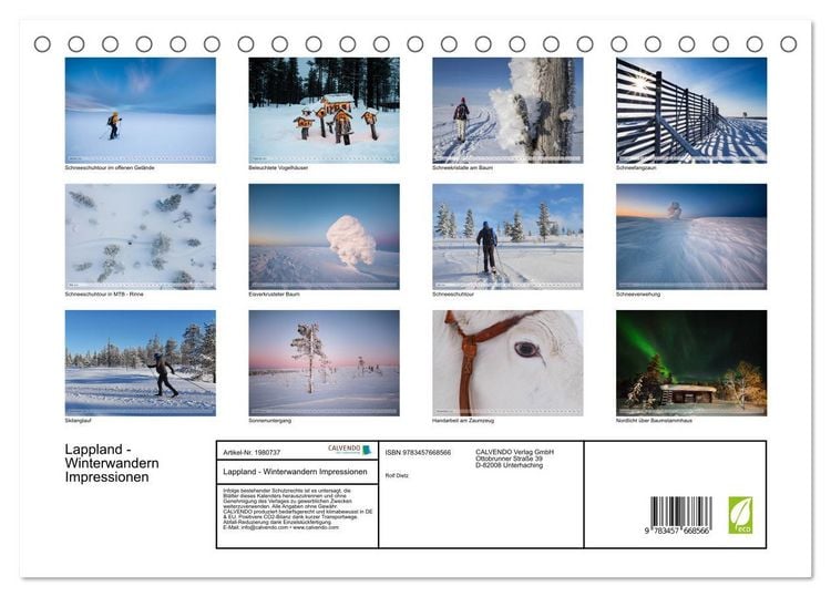 Produktbild: Lappland - Winterwandern Impressionen (Tischkalender 2026 DIN A5 quer), CALVENDO Monatskalender
