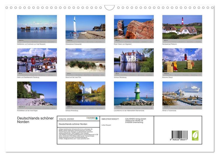 Produktbild: Deutschlands sch&ouml;ner Norden (Wandkalender 2026 DIN A3 quer), CALVENDO Monatskalender