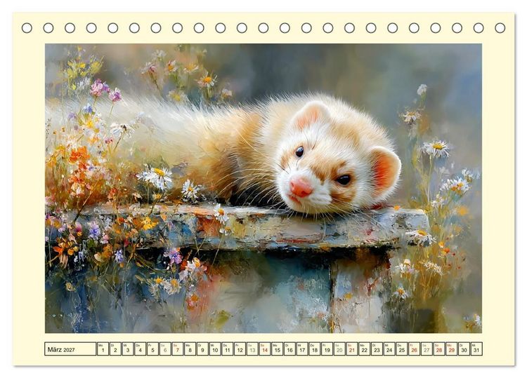 Produktbild: Frettchen. Kleine Wusel im Cottage-Garten (Tischkalender 2027 DIN A5 quer), CALVENDO Monatskalender