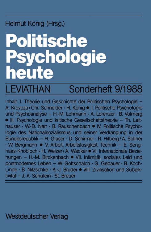 Bild vom Artikel Politische Psychologie heute vom Autor Helmut König