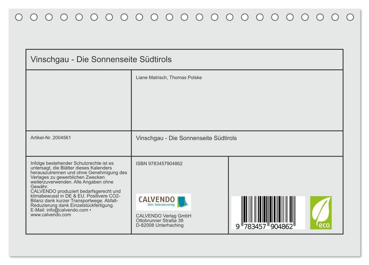 Produktbild: Vinschgau - Die Sonnenseite S&uuml;dtirols (Tischkalender 2026 DIN A5 quer), CALVENDO Monatskalender