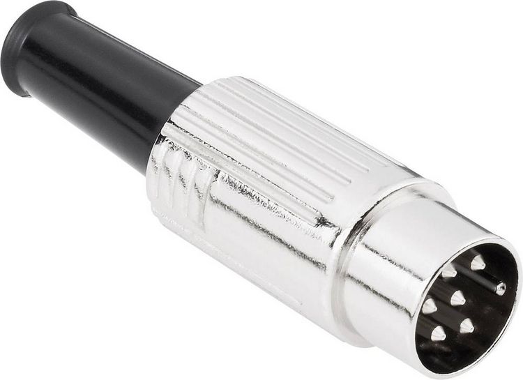 Produktbild: BKL Electronic 0208024 DIN-Rundsteckverbinder Stecker, gerade Polzahl: 6 Silber 1St.