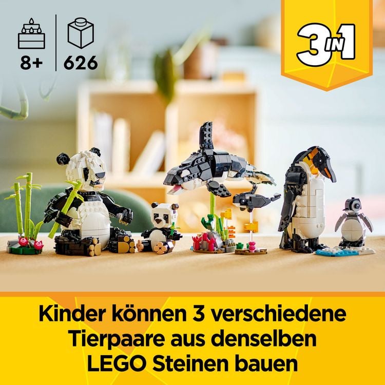 Produktbild: LEGO Creator 31165 3in1 Wilde Tiere: Pandafamilie, Spielzeug f&uuml;r Kinder