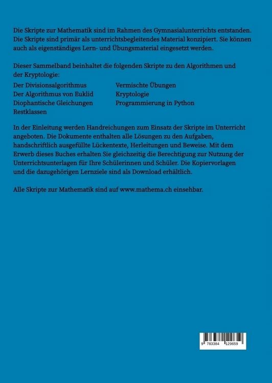 Produktbild: Skripte zur Mathematik - Algorithmen & Kryptologie
