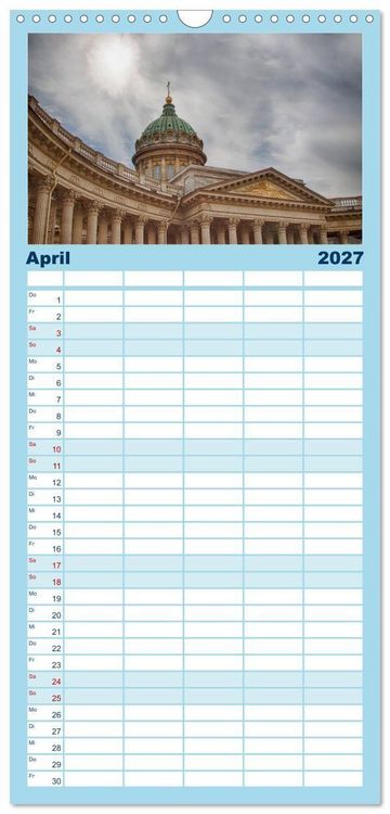 Produktbild: Familienplaner 2027 - Sankt Petersburg - "Venedig des Nordens" mit 5 Spalten (Wandkalender, 21 x 45 cm) CALVENDO