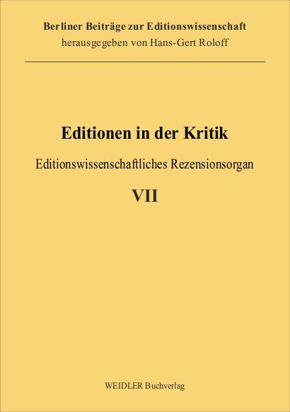 Produktbild: Editionen in der Kritik 7