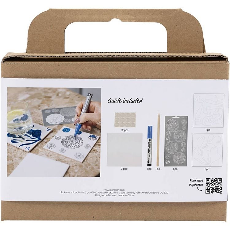 Produktbild: Creativ Company Mini Kreativ Set Dekoration, Porzellanuntersetzer, Blau