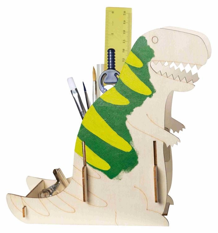 Produktbild: PEBARO 477/3 - Holzbausatz Stiftehalter Dinosaurier, Laser cut Bastelset