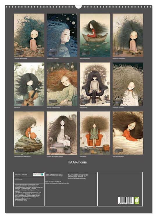 Produktbild: HAARmonie (Wandkalender 2026 DIN A2 hoch), CALVENDO Monatskalender