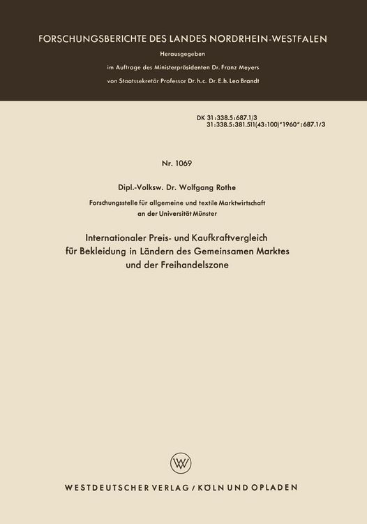 Produktbild: Internationaler Preis- und Kaufkraftvergleich f&uuml;r Bekleidung in L&auml;ndern des Gemeinsamen Marktes und der Freihandelszone