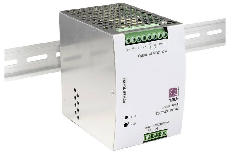 Produktbild: TRU COMPONENTS TC-13864576 Hutschienen-Netzteil (DIN-Rail) 48 V/DC 10 A 480 W Anzahl Ausg&auml;nge:1 x Inhalt 1 St.