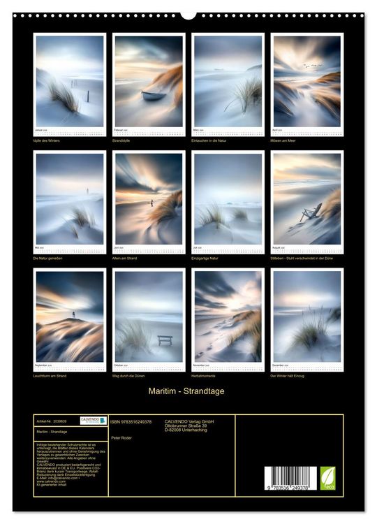 Produktbild: Maritim - Strandtage (hochwertiger Premium Wandkalender 2026 DIN A2 hoch), Kunstdruck in Hochglanz