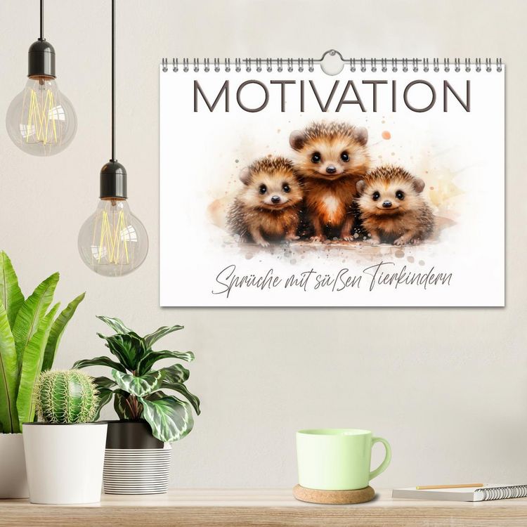 Produktbild: MOTIVATION Spr&uuml;che mit s&uuml;&szlig;en Tierkindern (Wandkalender 2026 DIN A4 quer), CALVENDO Monatskalender