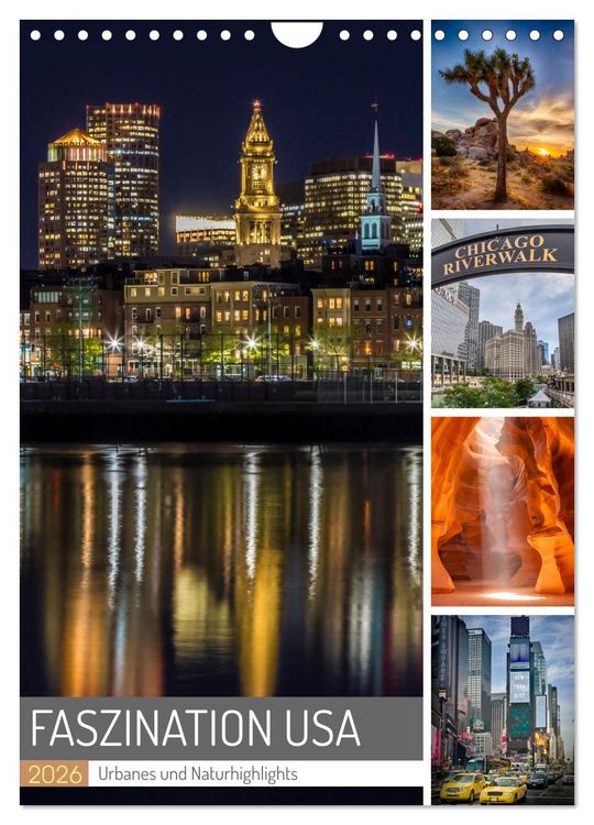 Produktbild: FASZINATION USA Urbanes und Naturhighlights (Wandkalender 2026 DIN A4 hoch), CALVENDO Monatskalender
