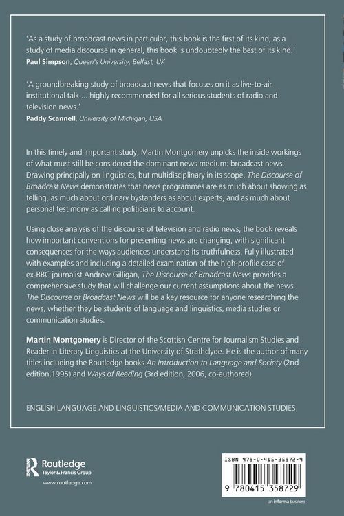 Produktbild: The Discourse of Broadcast News