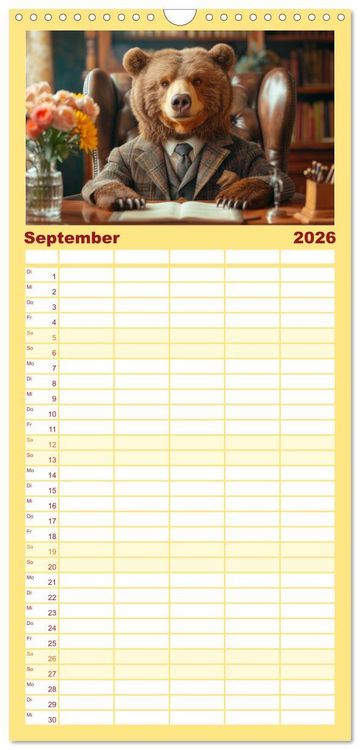 Produktbild: Familienplaner 2026 - B&auml;ren im B&uuml;ro mit 5 Spalten (Wandkalender, 21 x 45 cm) CALVENDO
