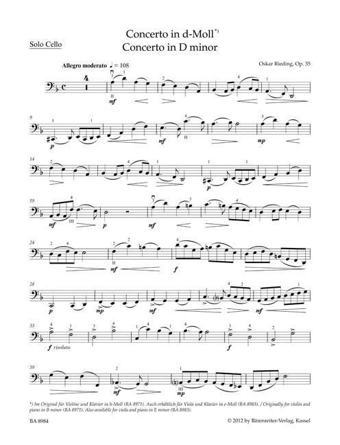 Produktbild: Rieding, O: Concerto h-Moll op. 35 (Arrangiert f&uuml;r Violoncel
