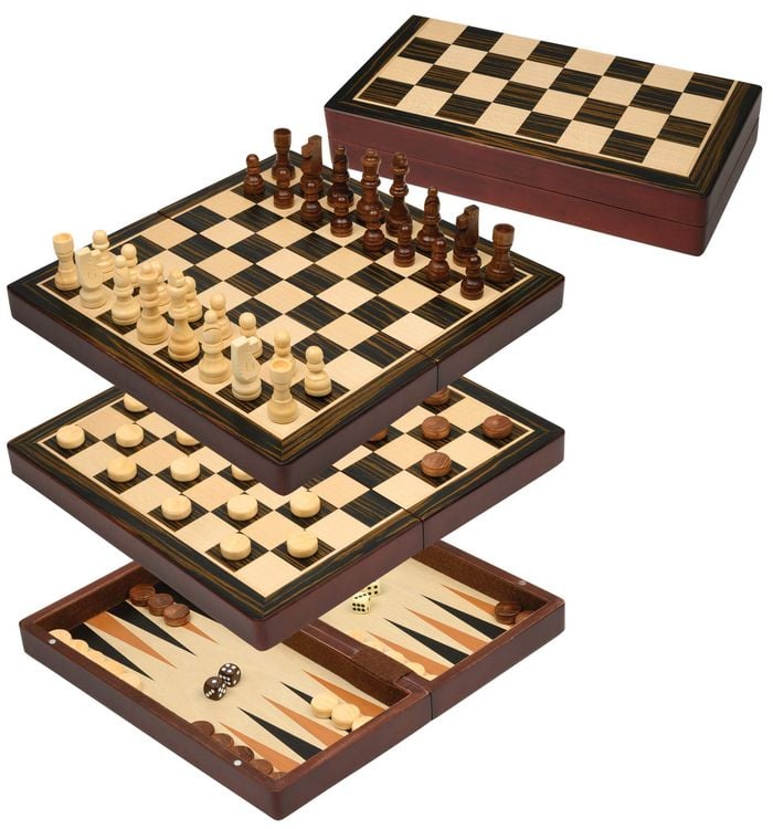 Produktbild: Schach Backgammon Dame Set, Feld 30 mm, Magnetverschluss