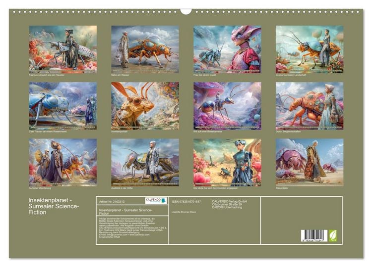 Produktbild: Insektenplanet - Surrealer Science-Fiction (Wandkalender 2026 DIN A2 quer), CALVENDO Monatskalender