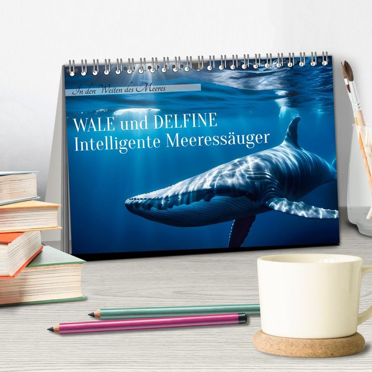 Produktbild: Wale und Delfine - Intelligente Meeress&auml;uger (Tischkalender 2026 DIN A5 quer), CALVENDO Monatskalender