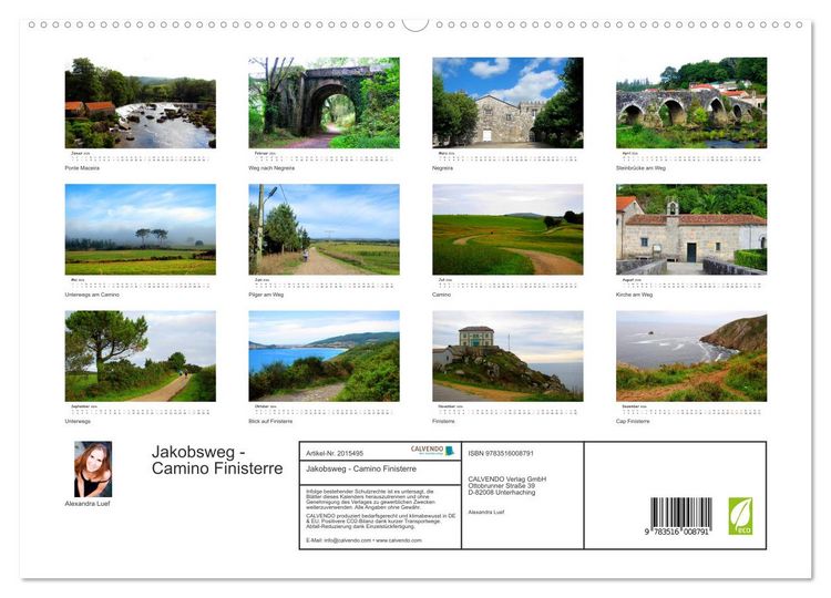 Produktbild: Jakobsweg - Camino Finisterre (hochwertiger Premium Wandkalender 2026 DIN A2 quer), Kunstdruck in Hochglanz