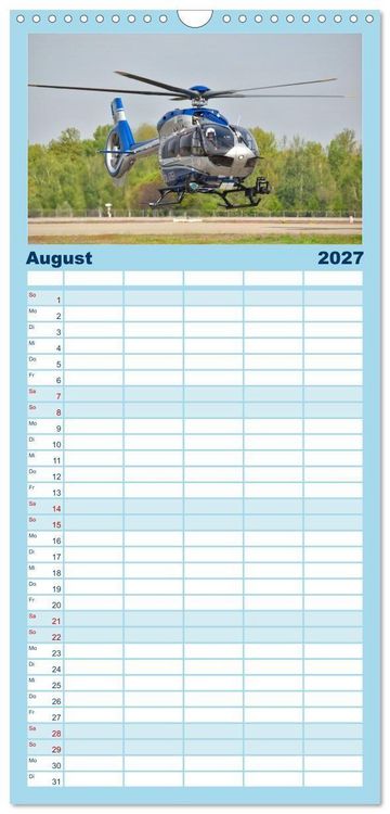 Produktbild: Familienplaner 2027 - Die beeindruckende Welt der Hubschrauber mit 5 Spalten (Wandkalender, 21 x 45 cm) CALVENDO