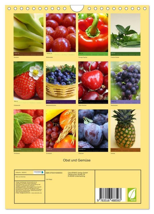 Produktbild: Obst und Gem&uuml;se (Wandkalender 2026 DIN A4 hoch), CALVENDO Monatskalender