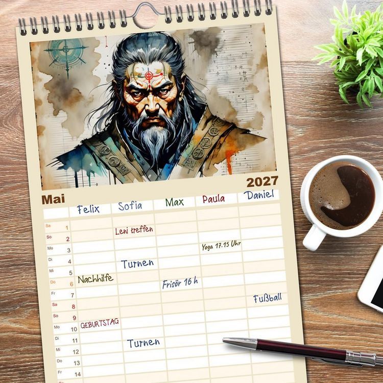Produktbild: Familienplaner 2027 - Legend&auml;re Ikonen der Geschichte mit 5 Spalten (Wandkalender, 21 x 45 cm) CALVENDO