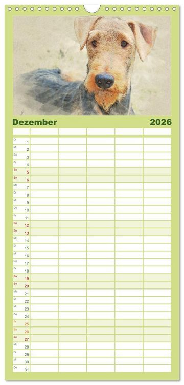 Produktbild: Familienplaner 2026 - Airedale Terrier 2026 mit 5 Spalten (Wandkalender, 21 x 45 cm) CALVENDO