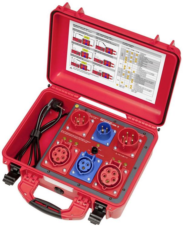 Produktbild: Benning MA 3 Messadapter CEE-Kupplung 16A 3polig, CEE-Kupplung 32A 5polig, CEE-Kupplung 16A 5polig, CEE-Stecker 16A 3polig, CEE