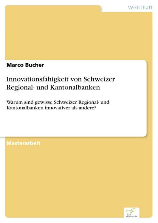Produktbild: Innovationsf&auml;higkeit von Schweizer Regional- und Kantonalbanken