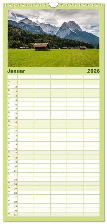 Produktbild: Familienplaner 2026 - Traumlandschaft Werdenfelser Land - Teil I mit 5 Spalten (Wandkalender, 21 x 45 cm) CALVENDO